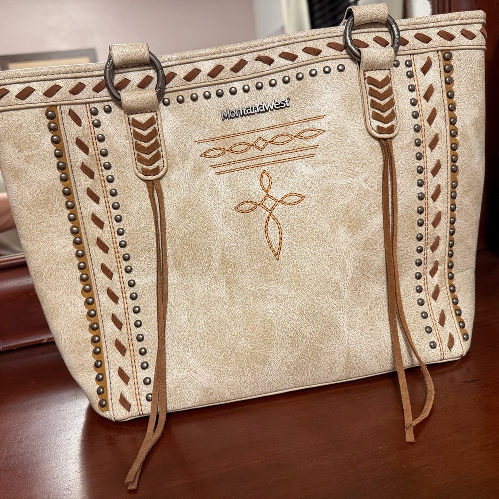 NWOT Montana West Cream and Brown Women's Bag